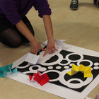 Installation de volumes en papier Mediatheque Les Curiosités 2023